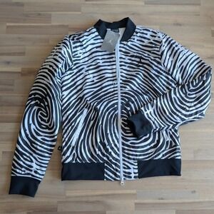 Jordan‎ Womens Zebra Fingerprint Bomber Jacket Black White m Medium NWT